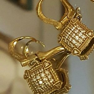 14k clad dangle pierced earrings